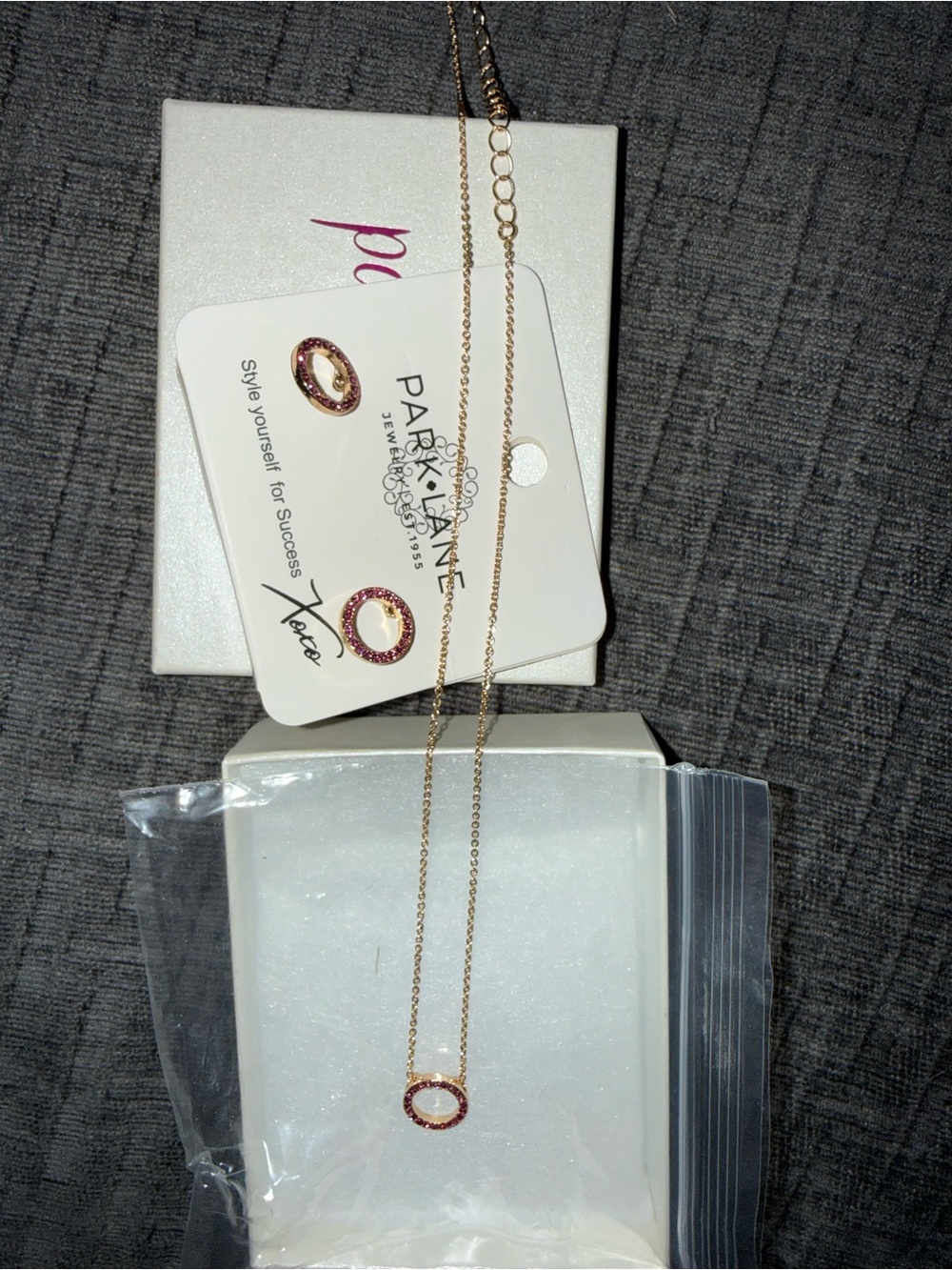 Park Lane Roo Earrings and Necklace gold pink matching jewelry set round - Picture 4 of 6